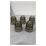 Set of 5 Vintage smoky glass insulators