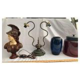 Home collection lot- Vases, bust & light