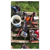 Pallet of grease, misc tools, and beacon