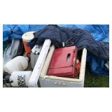 Extra large igloo cooler filled with camping