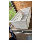 Large white tote with lid