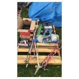 Pallet of outdoor equip, faucet and stovetop cover