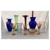Beautiful vases, candy dish, wine glasses