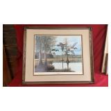 Wood Ducks print, matted and framed