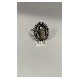 German silver ring Smoky Quartz