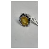 German silver ring Citrine