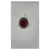 German silver ring Garnet