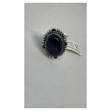 German silver ring Black onyx