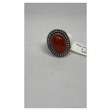 German silver ring Red onyx
