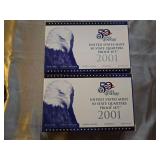 Four 2001 State Quarter Mint Proof Sets & Roll of State Quarters