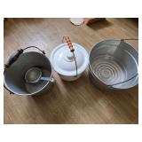 Grouping of Buckets With Dippers, Parlor Pan, & Others