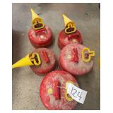 Five Red Eagle Gas Cans