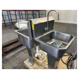 Two Stainless Pedal Operated Hand Wash Sinks