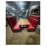 Table and 2 Red Leather Booths Table 4