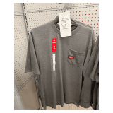 (5x) Milwaukee Short & Long Sleeve Pocket T-Shirt: Gray, Size L, Odor Control