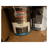 (4x) Glidden Total Exterior Paint and Primer: Semi-Gloss, White, Grab-N-Go, 1 Gallon