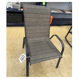 Outdoor Sling Patio Chair: High-Back, Gray Fabric, Black Frame