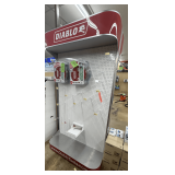 Diablo Freestanding Retail Display: Double-Sided, Lighted Header, Pegboard