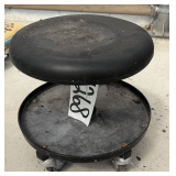Rolling Mechanic's Stool: Black, Swivel Seat, Caster Wheels