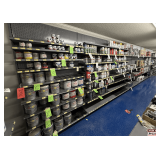 Wall-Mount Retail Display Shelving: 9 Sections,Gray Pegboard, Shelves