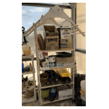 Metal Garden Shelf on Casters with Greenhouse Supplies
