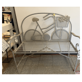 Decorative Metal Garden Bench: Bicycle Design, Gray