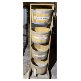 Three-Tier Wood and Metal Barrel Display Stand
