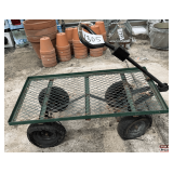 Green Steel Mesh Garden Utility Cart
