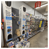 Wall-Mount Retail Display Shelving: 11 Sections, Gray Pegboard, Peg Hooks, and Shelves