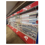 Diablo Wall-Mount Retail Display Shelving: 6 Sections, Red (Lighted) Header, Peg Hooks, and Branded Base