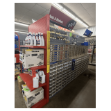 Hillman Hardware Freestanding Gondola Display:3 Double-Sided Sections, Red End Caps