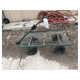Green Steel Mesh Garden Utility Cart