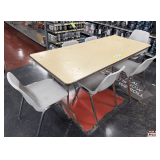 Folding Table with Six Stacking Shell Chairs: Chrome Frame