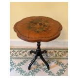 Hand-Painted Scalloped Pedestal Side Table
