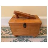 Handmade Wooden Box with Shoe Shine Footrest