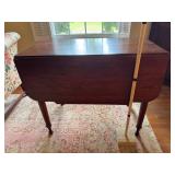 Wooden Side Table with Two Drawers and Turned Legs