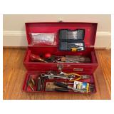 Red Metal Tool Chest With Assorted Tools