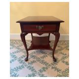 Mahogany Side Table with Drawer and Cabriole Legs