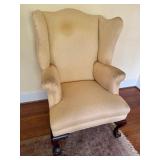 Upholstered Wingback Chair with Queen Anne Legs