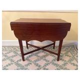 Mahogany Drop-Leaf Table with Drawer and X-Stretch