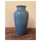 Blue Crackle Glaze Ceramic Vase, 10.5 Inches Tall