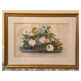 Floral Basket Print in Gold Frame, 18´´x24.5´´