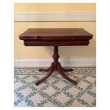 Mahogany Pedestal Card Table with Hinged Top