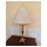 Brass Lamp With Shade, 35 Inches Tall