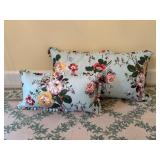 Two Floral Decorative Pillows with Ruffled Edges