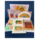 Nine Watercolor and Pencil Studies by Trotti, Feat