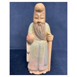 Carved Wooden Statue of Chinese Wise Man Shou, Pai