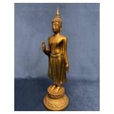 Bronze Buddha Statuette Standing on an Ornamental
