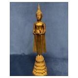 Bronze Thai Statuette of Standing Buddha Holding B