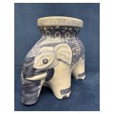 Blue Ceramic Asian Elephant Pedestal Stand, 14 Inc